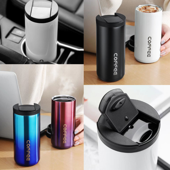 500ml Stainless Steel Car Coffee Cup Leakproof Insulated Thermal