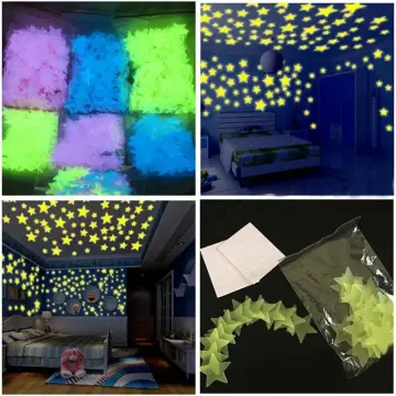 100pcs 3D Stars Glow In The Dark Wall Stickers Luminous