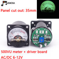 VU level audio meter driver board + 35mm Panel VU Meter 500VU with Green Backlight sound pressure meter DCAC 6-12V input