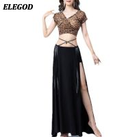 【YD】 2Pcs Belly Costume Set Ladies Top Split Skirt Practice Training Goddess Clothing