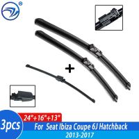 Wiper 3x Front &amp; Rear Windscreen Wiper Blades Set For Seat Ibiza Coupe 6J Hatchback 2017 2016 2015 2014 2013 24"+16"+13"