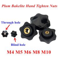 5Pcs knob nut M4 M5 M6 M8 M10 M12 Plum Bakelite Hand Tighten Nuts Screw Black Thumb Nuts Screw Clamping Knob Manual Nuts Screw Nails  Screws Fasteners