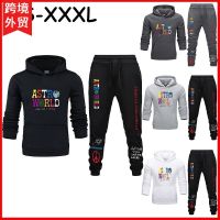 [COD] Cross-border foreign trade fashion European and autumn winter mens world letter printing sweater trousers casual suit