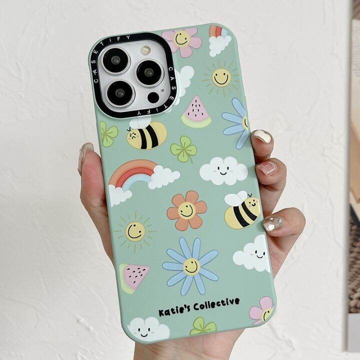 casetify-เคสโทรศัพท์ซิลิโคน-ผ้าสักหลาด-เนื้อแมตต์-ลายดอกไม้-ผึ้ง-กันกระแทก-สําหรับ-iphone-14-13-12-11-pro-max-xr-ix-xs-max-7-8-plus