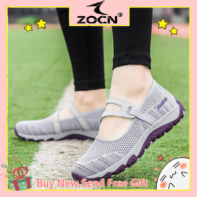 ZOCN รองเท้าแฟชั่น Sepatu Kets Korea สำหรับผู้หญิง,รองเท้ากีฬากลางแจ้งรองเท้าน้ำหนักเบาระบายอากาศได้ดีส้นแบนรองเท้ายางกันลื่นรองเท้าลำลองประจำวัน