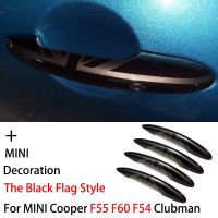 สีดำธงรถประตู Handle สติกเกอร์สำหรับ BMW MINI Cooper S JCW F55 F60 Countryman F54 Clubman Auto-จัดแต่งทรงผมอุปกรณ์เสริม