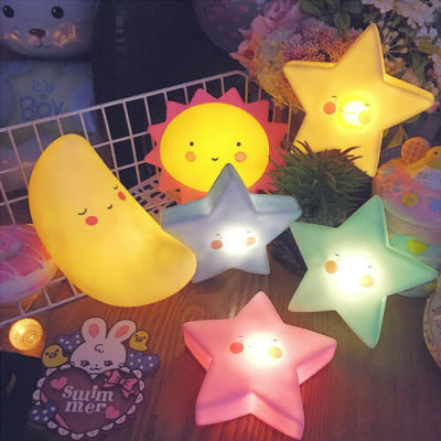 [Homior] Cute Smiling Clouds Stars Moon  Glow Night Light Kids Room Decor Sleep LED Night Light Kids Gifts