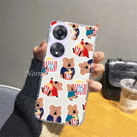 คลังสินค้าพร้อม OppoA38 A38เคสโทรศัพท์4G 2023ใหม่เคสนิ่มฝาครอบหลังพีทียูกันกระแทกรูปหมีฝรั่งเศสการ์ตูนน่ารักสร้างสรรค์ใหม่