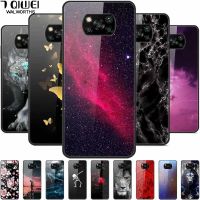 ✕◄ Tempered Glass Hard Cover For Poco X3 Pro Case Luxury Landscape Painted Funda Capa For Xiaomi Poco X4 Pro 5G M5S M5 C40 Coque