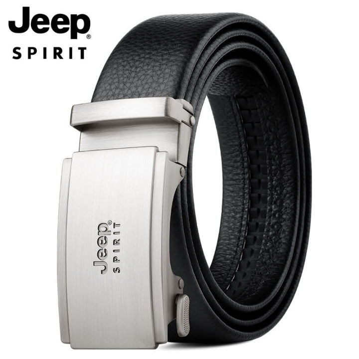 jeep-spirit-เข็มขัดหัวเข็มขัดอัตโนมัติหนังวัวชั้นหนึ่งสำหรับผู้ชายเข็มขัดสีดำแบบปรับได้9339