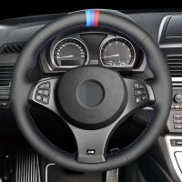 【YF】 Black Faux Leather Hand - Sewn Wear Resistant Car Steering Wheel Cover For BMW X3 (M Sport) E83 2005-2010