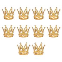 50 Pcs Gold Cake Topper Tiny Baby Small Rhinestone Tiara Crown for Flower Arrangements Shower Birthday Wedding Decor