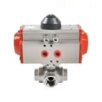 DN08 304 Stainless Steel Pneumatic Ball Valve Three-way T/L AT Pneumatic Actuator Female Thread Ball Valves