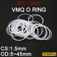 ✢▬ 10/50pcs VMQ White Silicone O Ring Gasket OD 5 45mm CS 1.5mm Food Grade Waterproof Washer Round O Shape Rubber silicon ring