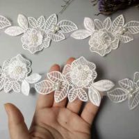 New 10x White Pearl Beaded Flower Leaf Embroidered Lace Trim Ribbon Fabric Handmade Sewing Craft For Costume Hat Decoration Hot Pipe Fittings Accessor