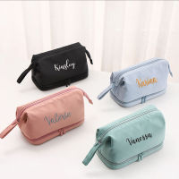 【cw】Personalized Simple Nylon High Texture Storage Bag Custom Embroidery Double Wash Bag High Capacity Eyebrow Portable Makeup Bag ！