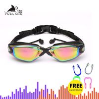 Adult Professional Swimming Goggles with earplugs Swimming Glasses Durable Silicone Swimming Goggles Anti-fog Anti-UV Black/Blue Goggles