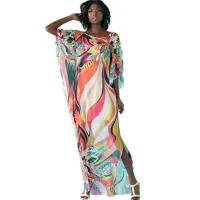 --D0512 Hot style chiffon printing beach blouse kaftan vacation is prevented bask in unlined upper garment bikini smock