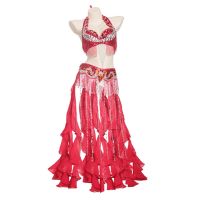 hot【DT】 Size S-XL Performance Dancewear 2pcs Outfit Beads Costume Belly with Fringe