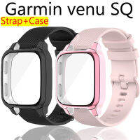 2in1สำหรับ Garmin Venu Sq สายรัดซิลิโคนนาฬิกาอัจฉริยะสำหรับ Garmin SQ Music เคส TPU ป้องกันยางป้องกันการตก