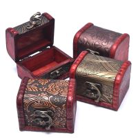 Antique Mini Wood Treasure Chest Storage Box Jewelry Organizer Box Gift Box