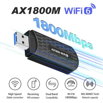  USB WiFi 6 Adapter for PC, AX1800 USB3.0 Wireless WiFi Adapter  for Desktop PC with 5G/2.4G High Gain Antenna, Drive Free 1800Mbps Dual  Band WiFi Dongle, PC WiFi Adapter Only Support