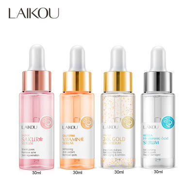 LAIKOU 24K Gold/Vitamin C/Hyaluronic Acid/Sakura Serum 30ml Brightening Moisturizing Nourishing Anti-aging Face Essence