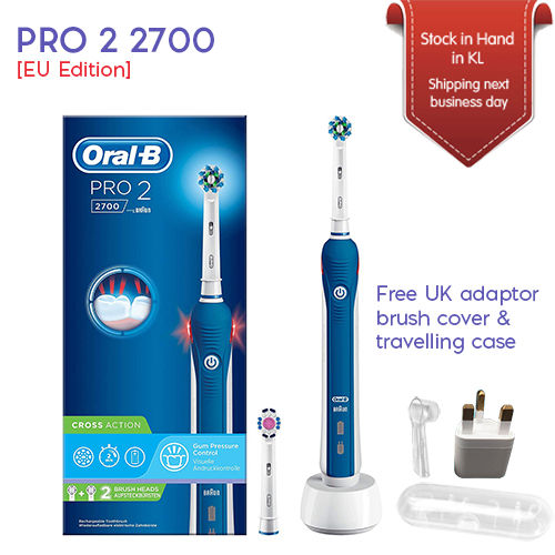 Oral-B 2 2700 CrossAction Navy Blue Electric Rechargeable Toothbrush [EU | Lazada
