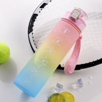 【Fast Delivery】Portable Sports Drink Bottle 1000ML Frosted Gradient Motivational Drinking Bottle Large Capacity Reusable Cups Drinkware for Camping Hiking Running