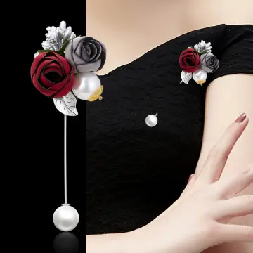 1 Pcs Ladies Cloth Art Pearl Fabric Flower Brooch Pin Cardigan Shirt Shawl  Pin Professional Coat Badge Jewelry Accessories
