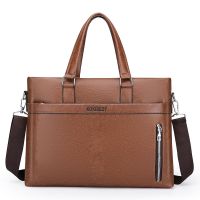 ✇ New Mens Handbag Horizontal Section Business Briefcase Soft Leather Bag Shoulder Messenger Bag Simple and Fashionable Mens Bag