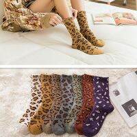 1 PairLot New Leopard Women Socks Elegant Thickened Long Winter Warm Harajuku Tube Sock TJ3012