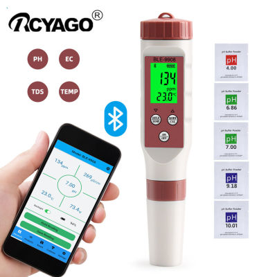 RCYAGO เครื่องทดสอบคุณภาพน้ำ,บลูทูธอัจฉริยะ PH TDS EC พร้อมแอปจอภาพออนไลน์สำหรับพิพิธภัณฑ์สัตว์น้ำไฮโดรโปนิกส์ขับเคลื่อนโดย YINMIK APP