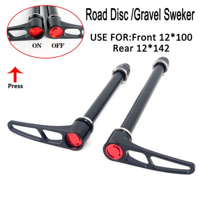 Road Bike Disc Brake Skewer Quick Release Titanium Thru- Axle Bike Hub Tube Shaft Skewers 12x100mm, 12x142mm For Road Disc Bike