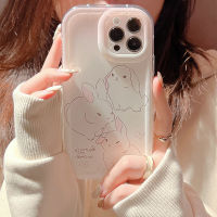 Tide brand Thickened air cushion protection Phone case for iphone 14 14pro 14promax 13 13pro 13promax Simple style Rabbit graffiti pattern model Soft shockproof Cure Phone case 12 12pro 12promax 11 11promax ins style popular New Design for 2023 Light P