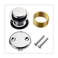 Chrome Tip Toe Bathtub Tub Drain Conversion Kit Assembly, Tub Drain Trim Kit With Two Hole Overflow Faceplate