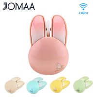 JOMAA เมาส์น่ารักเมาส์ไร้สายเมาส์สำหรับแล็ปท็อป2.4G เมาส์สำหรับคอมพิวเตอร์เมาส์ไร้สายแล็ปท็อปโน้ตบุ๊คเมาส์ไร้สายสีลูกอมกระต่ายสำหรับ Ofiice ของขวัญบ้านเด็กผู้หญิง