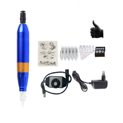 Basekey Tattoo Pen Economic Starter Kit for Artitst set- 1 pcs Aluminum Alloy Tattoo Pen with 5 pcs Needles 5V1A Power Supply