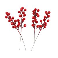 THLA3P 200 Pack 8Inch Artificial Christmas Red Berries Stems for Christmas Tree Ornaments,DIY Xmas Wreath