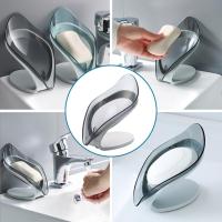 Creative Sucker Soap Holder Leaf Shape Soap Box Drain Punch-free Soap Plate Bathroom Shower Storage Tray Bathroom Accessories Food Storage  Dispensers