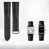 สำหรับ Cartier Tank London Solo 16 17 20 22 23มิลลิเมตรผู้ชายผู้หญิงเหล็กพับหัวเข็มขัดลิ้นจี่นุ่มแบบหนังแท้นาฬิกาวง