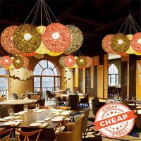 Round Concise Hand- Rattan Vine Ball Pendant Lampshade Light Lamp Shades Light Accessories