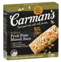 Carmans Original Muesli Bars Fruit Free คาร์แมนส์ โปรตีนบาร์ ออริจินอลมูสลี่ 270g.