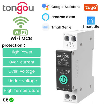 TUYA WiFi MCB Smart Circuit Breaker Over Current Under Voltage Protection Power Metering 1-63A Wireless Remote Control Switch