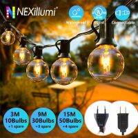 50Ft Patio String Light Outdoor Garland Lights 220V Connectable Hanging Light for Backyard Porch Balcony Party Decor E12 G40