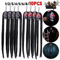 【LZ】❣  Feminino LED pendurado esqueleto feminino com cabelo comprido fantasma olhos luminosos crânio decorativo de horror casa assombrada adereços halloween 1-10pcs