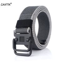 CANTIK Black Double Ring Metal Buckle Metal Quality Cotton Thread Comfortable Canvas Leisure Style Belts Men Accessories CBCA140