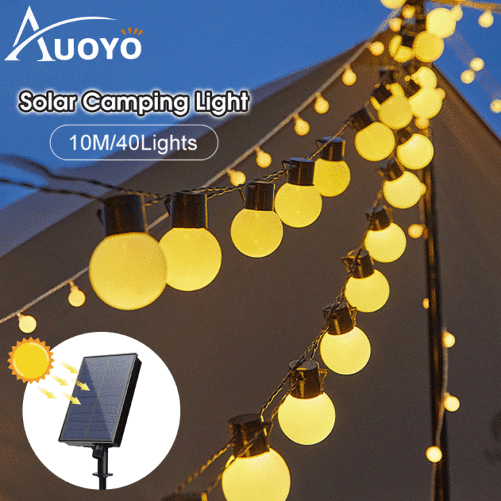 Auoyo LED String Lights Bulb Outdoor String Lights Solar Camping Light