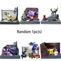 Pokemon Anime Figure Bikachu Gengar Umbreon Cartoon Movie Peripheral Toys Japanese Dark Town Micro Landscape Pvc Material Toys