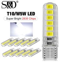 หลอดไฟ Led 2ชิ้น/10X T10 W5W 194 168 12ชิ้นชิป2835โคมไฟสัญญาณไฟป้ายทะเบียนรถอ่านหนังสือโดมตกแต่งภายในรถยนต์6000K 12V